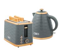 1.7L Rapid Boil Kettle 2 Slice Toaster Set Kitchen Breakfast Bundle Black