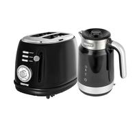 1.7L Smart Kettle & 2 Slice Bread Toaster Set Geepas Black One Size
