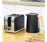 1.7L Stainless Steel Kettle and 2 Slice Toaster Set with 6 Level Browning HOMCOM Black 2 Pack