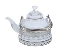 1.7l Vintage Enamel Tea Kettle Classic Clock Shape Stovetop Teapot | Porcelain Enamel Iron Construction, Smooth Floral Exterior, No Whistling, for Boiling Water, Loose Leaves, Gatherings