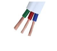 1-7m 2/3Core White Flat Sheath Cable Solid Copper For Home Power Wiring PVC Soft Wire 18AWG 16AWG 14AWG 12AWG(RVVR-3C-12 AWG,4m)