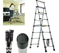 1.7m/2m Telescopic Ladder DIY Aluminum Alloy Folding Extendable, Adjustable Step,Lightweight Extension Ladder for Home Office Loft Use (5+6 steps)