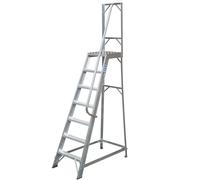 1.7m Heavy Duty Single Sided Fixed Step Ladders Handrail Platform Safety Barrier