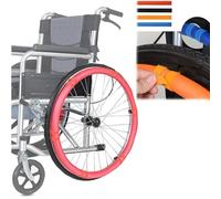1.7m Wheelchair Rim Covers Protector (Freely Cut), General Wheelchair Rear Wheel Push Ring (20-24In), Easy Install, Fixed Sticky Buckle (Flexibility), Improve Grip/Traction,Pink