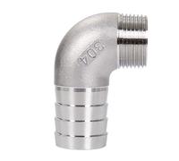 1/8" 1/4" 3/8" 1/2" 3/4" 1" 2" Male × 6mm 8 10 12 14 15-500mm Hose Barb Stainless Steel 304 Elbow, 90 Degree Elbow Pipe Fitting Connector, 1pcs(1-1l4 BSPT to 38mm)