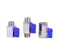 1/8" 1/4" 3/8" 1/2" 3/4" 1" BSP NPT Female Male Mini Sanitary Ball Valve SUS 304 316L Stainless Steel Homebrew(3/4",Male_Blue Handle_BSP)