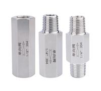 1/8 1/4 3/8 1/2 3/4 1" BSP NPT Male Female Hex One Way Check Valve Non-Return Inline 304 316 Stainless Steel Water Gas Oil(1/4",Female to Male BSP)
