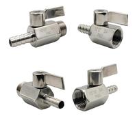 1/8" 1/4" 3/8" 1/2" 3/4" BSP Female Male 7 8 10 12 14-20 mm Hose Barb Mini Sanitary Ball Valve SUS 304 Stainless Steel Homebrew(BSP Female_Type-B_12.7MM)