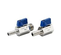 1/8" 1/4" 3/8" 1/2 3/4 BSP Female Male X 6-20mm Hose Barb 304 Stainless Steel Mini Ball Valve Homebrew with Blue Handle(1/2",BSP Female,6mm Barb)