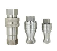 1/8" 1/4" 3/8" 1/2" 3/4" BSPT NPT Female 304 Stainless Steel KZF Hydraulic Self-Lock Quick Connector High-Pressure(M12x1.25mm F-F SS304)