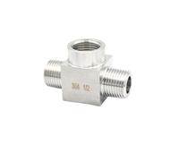 1/8" 1/4" 3/8" 1/2" 3/4" BSPT NPT Female Male Tee 3 Ways Pipe Fitting Connector Splitter Block(NPT_3/8")