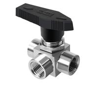 1/8" 1/4" 3/8" 1/2" BSPP Female 304 Stainless Steel L T Port Tee 3 Ways Horizontal Ball Valve Bulkhead Panel Install 915 PSI(1/4",T Port)