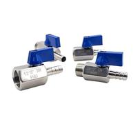 1/8" 1/4" 3/8" 1/2" BSPT MINI Ball Valve 304 Stainless Steel Female Thread Male Adapter 8/10/12mm Hose Barb 2 Way Ball Valves(1/2",Male_12 MM)