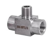 1/8" 1/4" 3/8" 1/2" NPT Female Male Tee 3 Ways 304 Stainless Steel Pipe Fitting Connector Splitter Block High Pressure(BSP,Female-Male-Female_3/8")