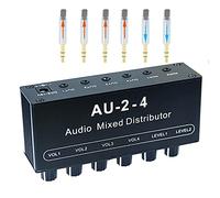 1/8" aux Input Mixing 2 in 4 Channel Way Out Headset Box Headphone Amplifier 3.5mm Mixer 1/8 inch Stereo Audio Amp with Ultra-Compact Portable Mini Jack 3.5 Splitter hup for Studio and Stage