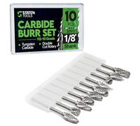1/8" Carbide Burr Set - 10 Pcs Double Cut Die Grinder Bits for Milling, Carving, Engraving, Drilling Wood & Metals - Carbide Drill Bit Set for Rotary Tools & Die Grinders