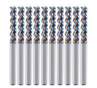 1/8" Carbide Square End Mill for Aluminum Copper Applications, 3-Flute,1/8" Cutting Diameter,1/8" Shank,DLC Coating, CNC Router Bits, End Mill Bits, U-Type Design, 10-Pack (3.175 * 3.175 * 15mm)