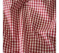 1/8" Checked Squares Polycotton Gingham Fabric Check Material Soft Dress Crafts Uniforms Table Cloth Bunting | 44" - 112 cm Wide (Red, Per Half Metre)