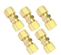 1/8" Compression Union Brass Tube Fitting, 1/8" OD x 1/8" OD, 5pcs