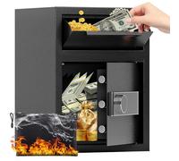1.8 CUB Drop Safe, Safe Box with Front Drop Slot Fireproof, Digital Security Safe Box with Combination Lock, Security Money Safe for Cash and Documents, Silent Safe for Business Office Home