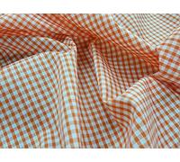 1/8” Gingham Check Polycotton Fabric Chequered Medium Weight Material Dressmaking Curtains Soft Furnishing Table Covers Arts and Crafts (1 Metre, Orange)