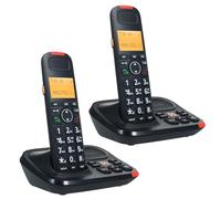 1.8 Inch LCD Cordless Phone with 2 Handsets, 16 Languages, 5 Handset Capacity, 30 Caller ID Memory, Expandable System, Answering Machine