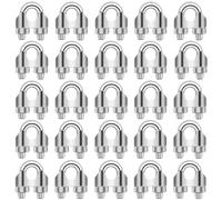 1/8 Inch M3 Cable Clamps, Wire Rope Clamp, 304 Stainless Steel Wire Rope Cable Clip Clamp, U Bolt Saddle Fastener, 25 PCS