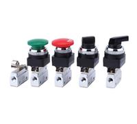 1/8 Inch PT Female Thread 3 Way 2 Position Pneumatic Valve MOV-01 MOV-02 MOV-03A Mechanical Button Switch Valve MOV-321 1Pcs(MOV-03A-Green-Mogu)