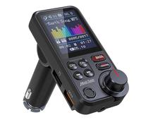 1.8 Inch Wireless Car FM Transmitter QC3.0 Charging Bluetooth-Compatible Quick Charge Adapter Treble Bass Sound FM Transmitter Modulator AUX Car Wireless USB Fast Charger