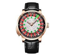 1.8 Inches Roulette Wheel Automatic Watches for Men, NH35A Movement Design Button Control, Sapphire Glass Automatically 50M Waterproof Mens Unique American Style Roulette, Mechanical Watch for Game