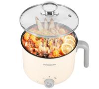 1.8 L Electric Hot Pot,UK 220 V Round Mini Electric Pot 2 Mode Portable Boil Simmer Mini Stock Pot with Overheat Boil Dry Protection for Noodle Pasta Ramen (Ingle Layer)
