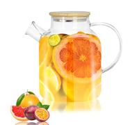 1.8 Liter 60 Ounces Glass Pitcher with lid iced Tea Pitcher Water jug hot Cold Water ice Tea Wine Coffee Milk and Juice Beverage Carafe(with Brush)