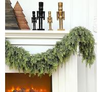 1.8 m / 2.7 m Christmas Garland Made of Pine Wood, Green Gradient Realistic Cedar Garland, Artificial Pine Cypress Garland for Christmas, Holiday, Fireplace, Centrepiece