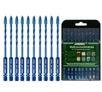 1/8”Masonry Drill Bit Set, 10 Pieces 3mm Concrete Drill Bits Set Ceramic Drill Bit Carbide for Ceramic Tile, Plastic, Wall, Brick, Cement, Concrete, Wood with Size (Blue)