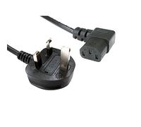 1.8 Metre Moulded Black c13 Right angled Kettle Lead 90 Degree Socket to UK Mains IEC320C13R to BS1363 5 amp Fuse GTSA-3 N14586 Suitable for PC Base Units, TVs Monitors
