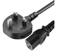 1.8 Metre UK Power Cable IECC13 to BS1363 Kettle Lead Power Cord, 13A 250V BS 1363 to C13 Kettle Lead/UK Power Cord, Power Supply Cable, TV/Monitor Power Cable,black