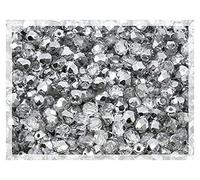1.8 oz (50g, Approx. 600pcs) of Faceted Fire Polished Pressed Czech Glass Beads 4mm (0.16in), Crystal Silver Aluminum Labrador 00030-27001 BCV