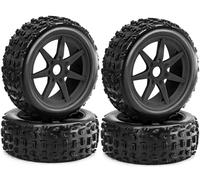 1/8 RC On/Off-Road Rally Rubber Tires & Nylon Wheels 17mm Hex for ARRMA 1/8 | Compatible with ARRMA 1/8 Typhon 3S/6S Losi 8IGHT HongNor FS Racing KYOSHO MP10 MP9 MP9e Neo HSP Hyper (4PCS, Black)