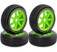 1/8 RC On/Off-Road Rally Rubber Tires & Nylon Wheels 17mm Hex for ARRMA 1/8 | Compatible with ARRMA 1/8 Typhon 3S/6S Losi 8IGHT HongNor FS Racing KYOSHO MP10 MP9 MP9e Neo HSP Hyper (4PCS, Green)