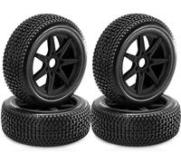 1/8 RC On/Off-Road Rally Rubber Tires & Nylon Wheels 17mm Hex for ARRMA 1/8 | Compatible with ARRMA 1/8 Typhon 3S/6S Losi 8IGHT HongNor FS Racing KYOSHO MP10 MP9 MP9e Neo HSP Hyper (4PCS, Black)