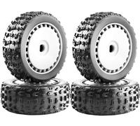 1/8 RC On/Off-Road Rally Rubber Tyres & Nylon Rims 17mm Hex for ARRMA 1/8 | Compatible with ARRMA 1/8 Typhon 3S/6S Losi 8IGHT HSP Hyper HongNor FS Racing KYOSHO MP10 MP9 MP9e Neo (4PCS, White)