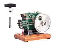 1/8 Scale Mini Vintage Engine Model, 3.6CC Single Cylinder Four-Stroke Engine with Wooden Base, Physical Science Experiment Display for Adults, Home or Office Decor (RTR)