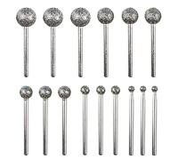 1/8 Shank Diamond Grinding Burr Drill Bit Ball Shape Diamond Rotary Bit,15pcs 36# Course Burrs Set Mounted Points Bit Universal Fitment Rotary Tool for Stone Carving, DIY,Polishing, Engraving