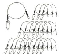 1/8" Stage Light Cables 20 Pack,23.6" Safety Cables with Carabiner Lock for DJ Light Equipments,Stainless Steel Wire Ropes,120lb Load Capacity