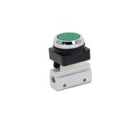 1/8" Threaded 2 Position 3 Way Flat Push Green Button Momentary Pneumatic Valve MOV-321PP Mechanical Switch IDGTTLDF(No Fittings)