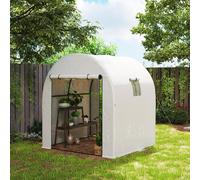 1.8 x 1.8 x 2m Polytunnel Greenhouse with Doors and Mesh Windows Outsunny White One Size