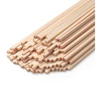 1/8" x 12" Square Wooden Dowel Rods Wood Square Dowels for Crafting, 100PCS Small Unfinished Wood Craft Sticks Hardwood Sticks Wooden Strips for Arts and DIYers, Miniature Buildings, Woodworking