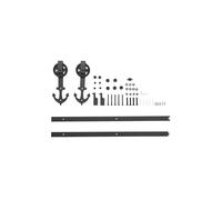 1.83m/6ft Anchor Style Heavy Duty Carbon Steel Barn Door Sliding Door Rail Kit in Black The hot sale Black