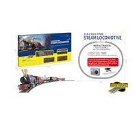 1/87 HO Scale Electric Train Set, 0-4-0 Old Time Steam Locomotive Model Train Set with Locomotive and Cars, Metal Tracks and a Speed Control Box, Gift for Teens and Adults (Grey)