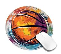 1 8inch Round Mouse Pad Basketball Colorful Sketch Enjoyment Mouse Mat with Non-Slip Rubber Base Custom Computer Mouse Pads for Wireless Mouses Laptop Office Desk Accessories Gaming Mousepad